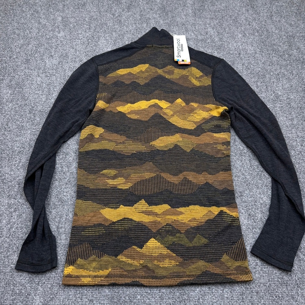 NEW Smartwool Classic Thermal Base Layer 1/4 Zip Mens S Charcoal Mountain Scape - Picture 6 of 9